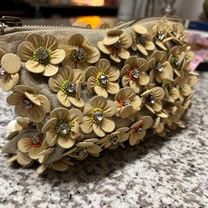 Flower stone silk lined bag